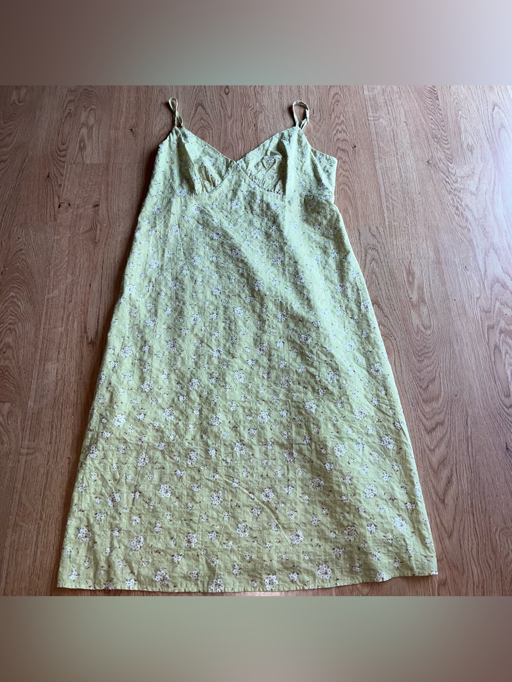 Forever 21+ Green/White Floral Slip Dress V-Neck Strappy Midi Lined Size 1X